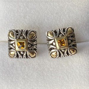 John Hardy Silver & Gold Citrine Earrings